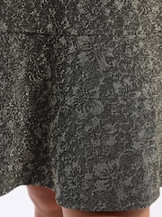 Yours Curve Gold Short Sleeve Circle Cut Jacquard Dress - Image 4 of 5