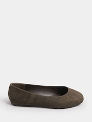 Yours Curve Brown Extra-Wide Fit Square Toe Ballet Pumps - Image 1 of 4