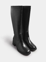 Yours Curve Black Extra-Wide Fit Square Toe Knee Block Boots - Image 3 of 5