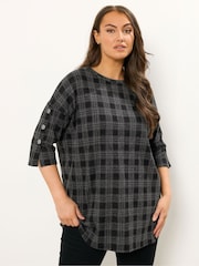 Yours Curve Grey Check Button Detail Top - Image 1 of 5