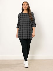 Yours Curve Grey Check Button Detail Top - Image 2 of 5