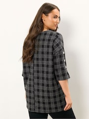 Yours Curve Grey Check Button Detail Top - Image 3 of 5