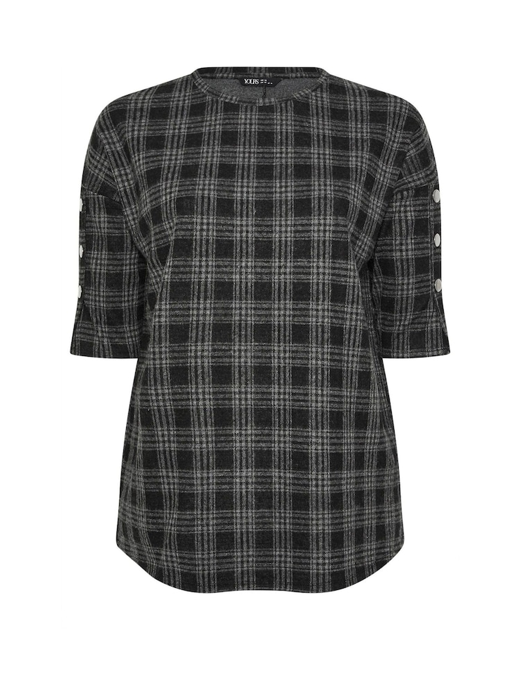 Yours Curve Grey Check Button Detail Top - Image 5 of 5