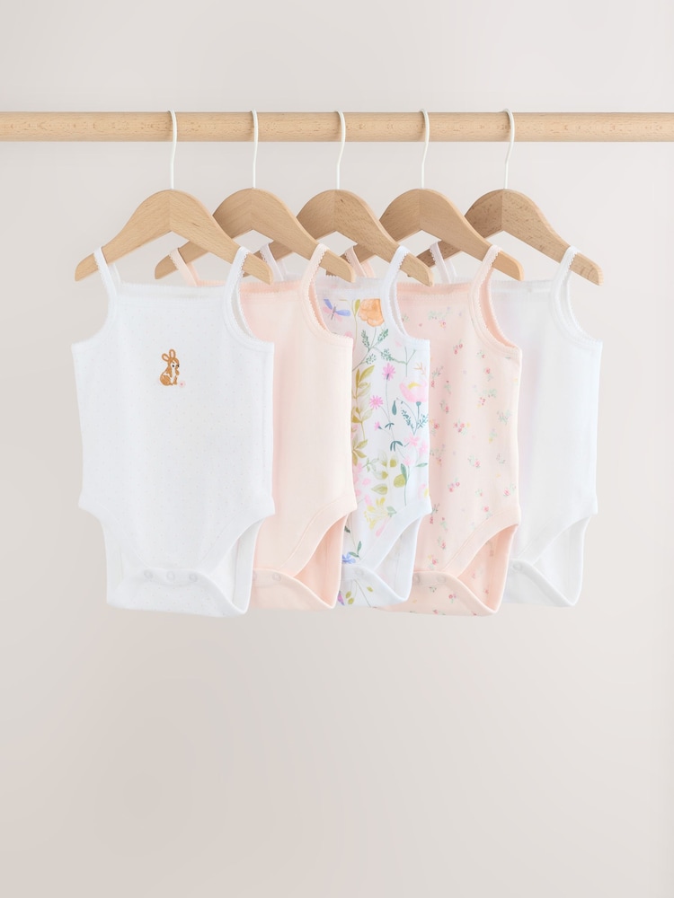 Pink Vest Baby Bodysuits 5 Pack - Image 1 of 12