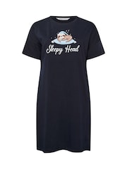 Yours Curve Blue Sleepyhead Sloth Sleep T-Shirt - Image 5 of 5