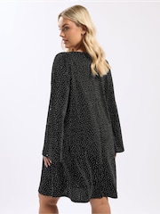 Yours Curve Black Flute Sleeve Sparkle Swing Dress - Image 3 of 5
