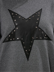 Yours Curve Grey Star Logo Sweatshirt Dress - Image 4 of 5