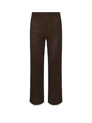 PixieGirl Petite Brown Side Stripe Knitted Wide Leg Trousers - Image 2 of 2