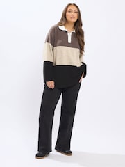 Yours Curve Natural Rugby Collar Jumper - Image 2 of 5