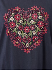 Yours Curve Blue Stitch Placement T-Shirt - Image 4 of 5