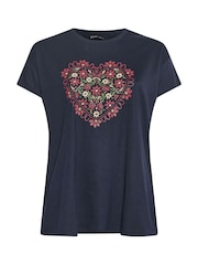 Yours Curve Blue Stitch Placement T-Shirt - Image 5 of 5