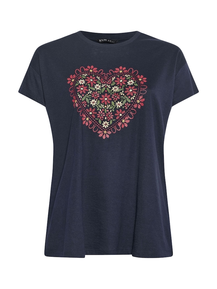 Yours Curve Blue Stitch Placement T-Shirt - Image 5 of 5