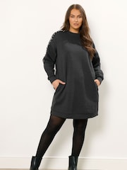 Vestido de moletom Yours Curve com detalhes de tachas - Imagem 1 de 5