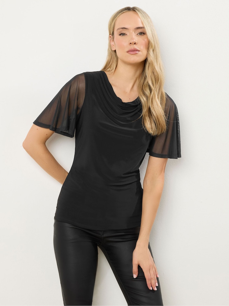 Long Tall Sally Black Mesh Angel Sleeve Top - Image 1 of 5 Long Tall Sally Black Mesh Angel Sleeve Top - Image 1 of 5
