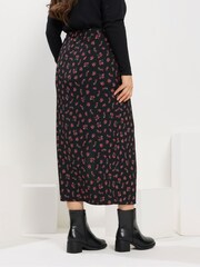 Yours Curve Black Textured Tube Skirt - Image 3 of 5