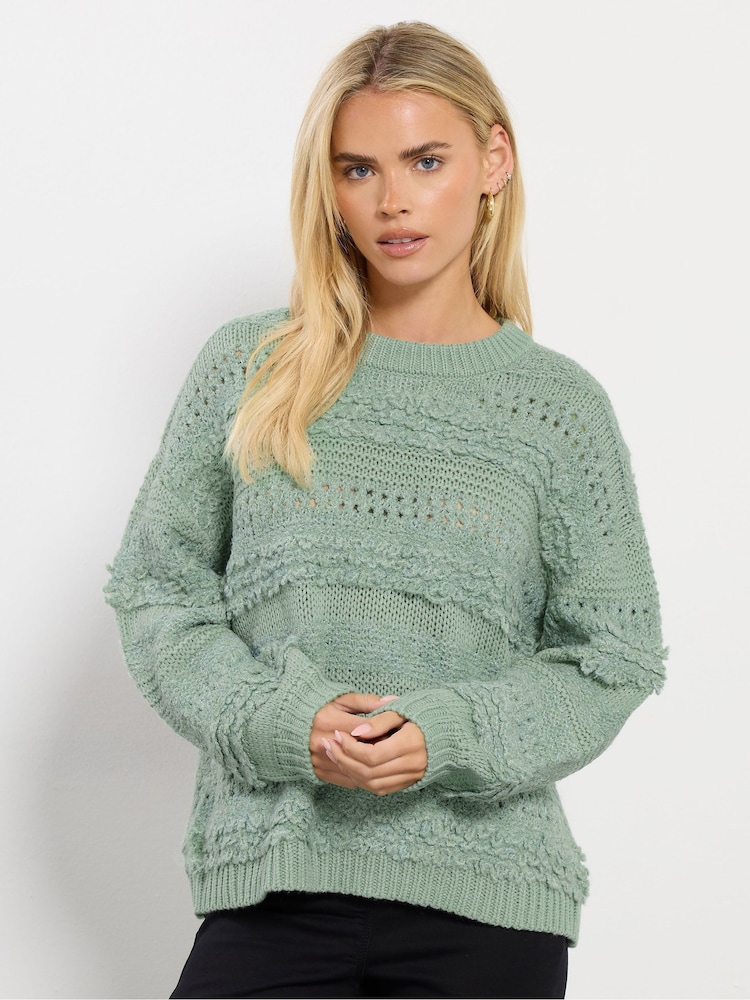 M&Co Green Petite Textured Boucle Jumper - Image 1 of 5 M&Co Green Petite Textured Boucle Jumper - Image 1 of 5