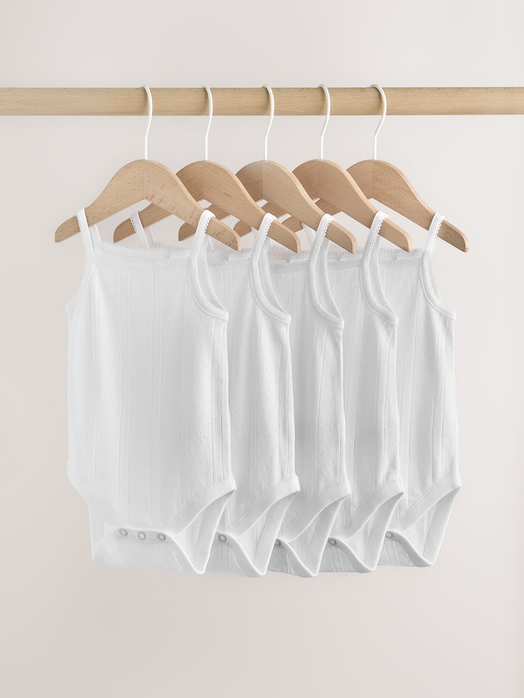 أبيض - حزمة 5 قطع رداء علوي للجسم بتصميم صديري للبيبي - صورة 1 من 13