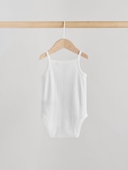 أبيض - حزمة 5 قطع رداء علوي للجسم بتصميم صديري للبيبي - صورة 8 من 13