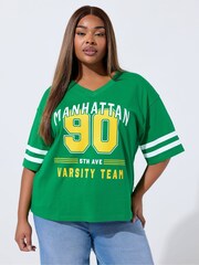 Yours Curve Green Limited Green V 90 Sport T-Shirt - Image 1 of 5