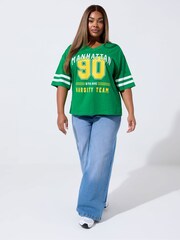 Yours Curve Green Limited Green V 90 Sport T-Shirt - Image 2 of 5