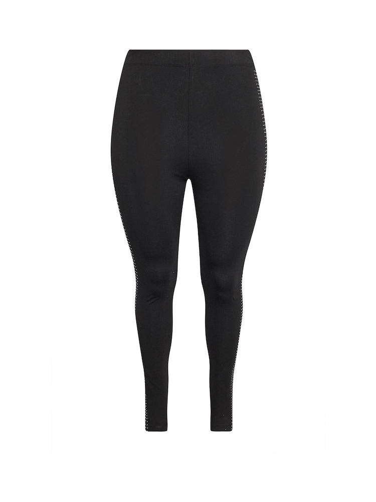 Yours Curve Black Diamante Side Stripe Leggings - Image 5 of 5 Yours Curve Black Diamante Side Stripe Leggings - Image 5 of 5