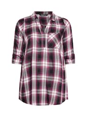 Yours Curve Black Viscose Overhead Check Shirt - Image 5 of 5
