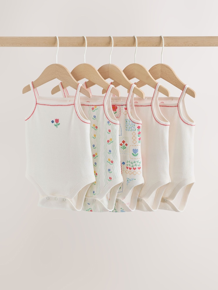 Cream Vest Baby Bodysuits 5 Pack - Image 1 of 12