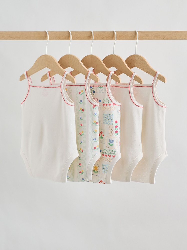 Cream Vest Baby Bodysuits 5 Pack - Image 2 of 12