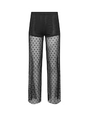 PixieGirl Petite Black Spot Mesh Wide Leg Trousers - Image 5 of 5