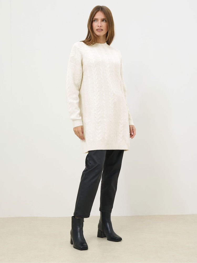 M&Co White Cable Tunic Jumper - Image 2 of 5 M&Co White Cable Tunic Jumper - Image 2 of 5