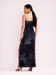 Ro&Zo Blue Petite Batik Print Gathered Waist Dress - Image 3 of 3