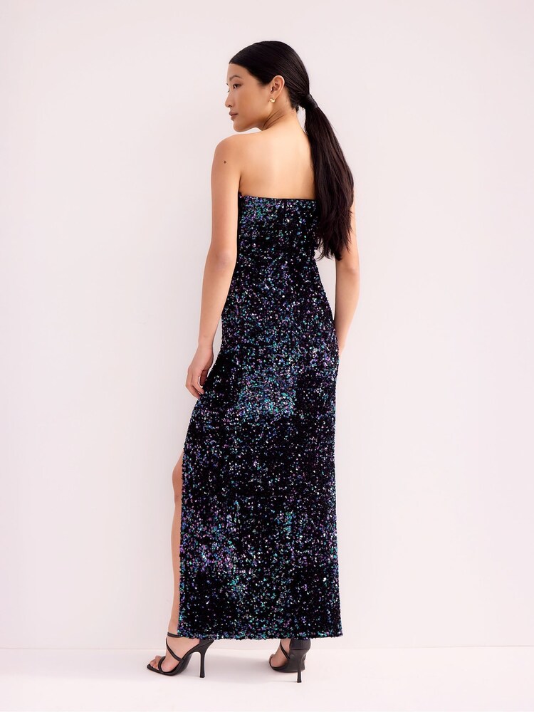 Ro&Zo Blue Petite Batik Print Gathered Waist Dress - Image 3 of 3