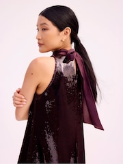 Ro&Zo Red Freya Sequin Halter Neck Dress - Image 3 of 3