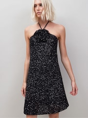 Ro&Zo Black Sequin Corsage Halter Neck Dress - Image 1 of 3