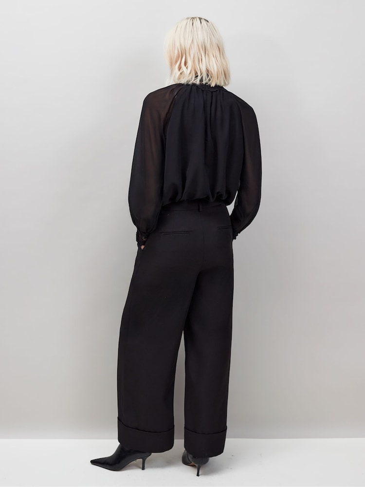 Ro&Zo Black Lace Neck And Cuff Blouse - Image 3 of 3