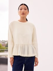 Ro&Zo Cream Peplum Long Sleeve T-Shirt - Image 2 of 5