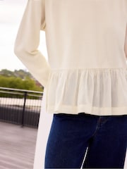 Ro&Zo Cream Peplum Long Sleeve T-Shirt - Image 3 of 5