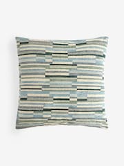 Blue 59 x 59cm Cut Velvet Textured Stripe Cushion - Image 1 of 2