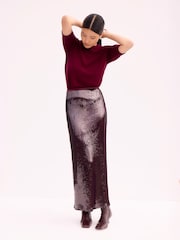 Ro&Zo Red Cluster Sequin Long Sleeve Short Dress - Image 1 of 3
