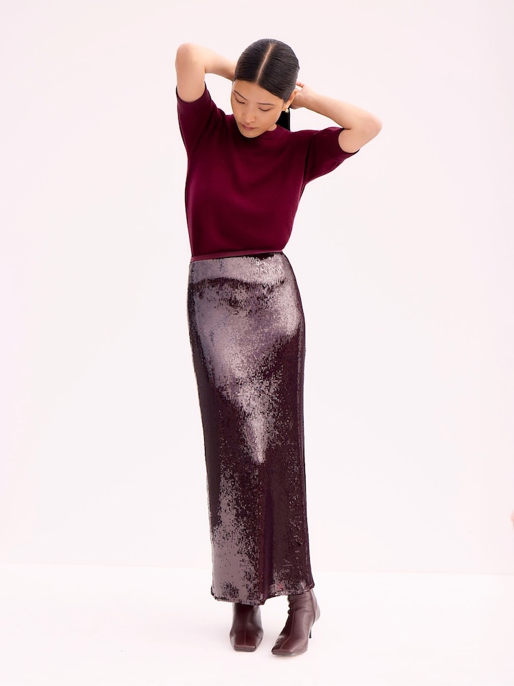 Ro&Zo Red Cluster Sequin Long Sleeve Short Dress - Image 1 of 3