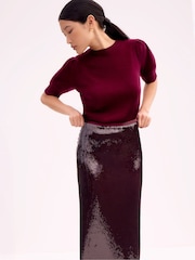 Ro&Zo Red Cluster Sequin Long Sleeve Short Dress - Image 2 of 3