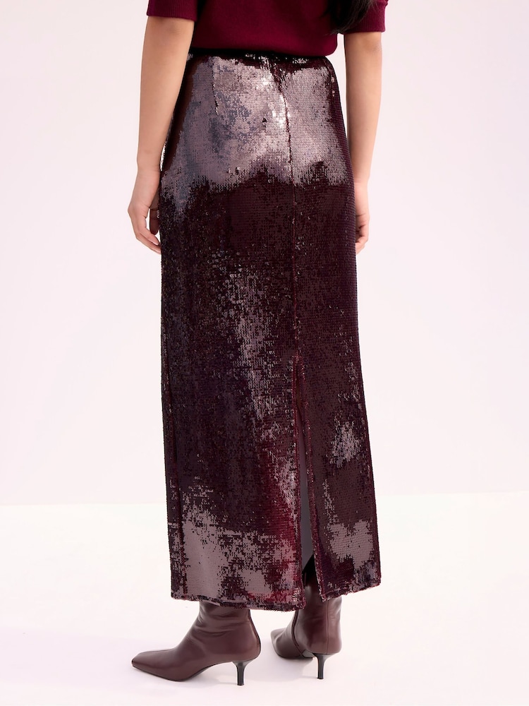 Ro&Zo Red Cluster Sequin Long Sleeve Short Dress - Image 3 of 3
