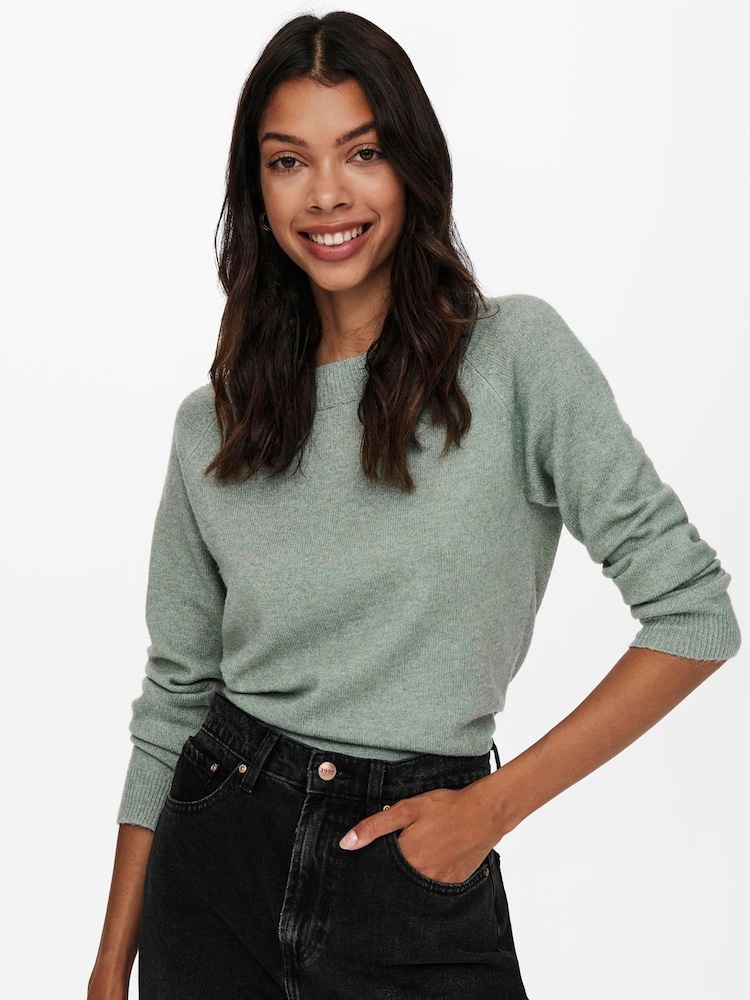 ONLY Green Knitted Long Sleeve Jumper - Image 1 of 6 ONLY Green Knitted Long Sleeve Jumper - Image 1 of 6