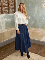Ro&Zo White Crochet Double Frill Blouse - Image 2 of 3