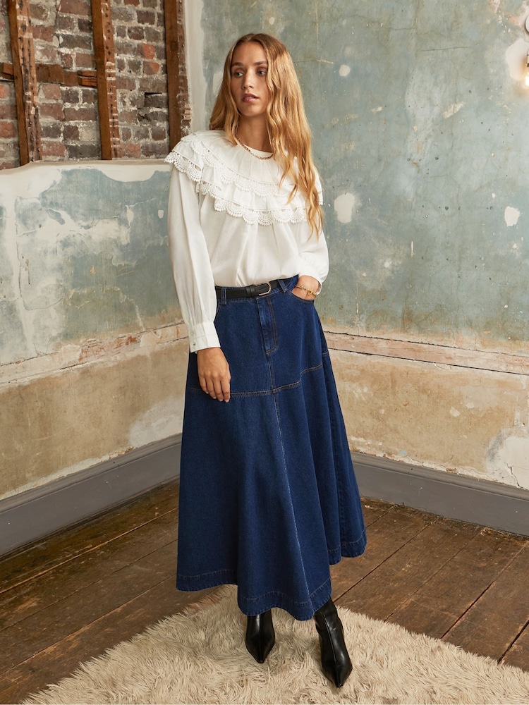 Ro&Zo White Crochet Double Frill Blouse - Image 2 of 3