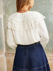 Ro&Zo White Crochet Double Frill Blouse - Image 3 of 3