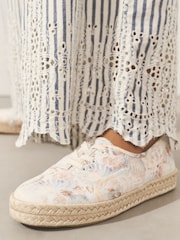 White/Blue Forever Comfort® Espadrille Lace Up Trainers - Image 10 of 10