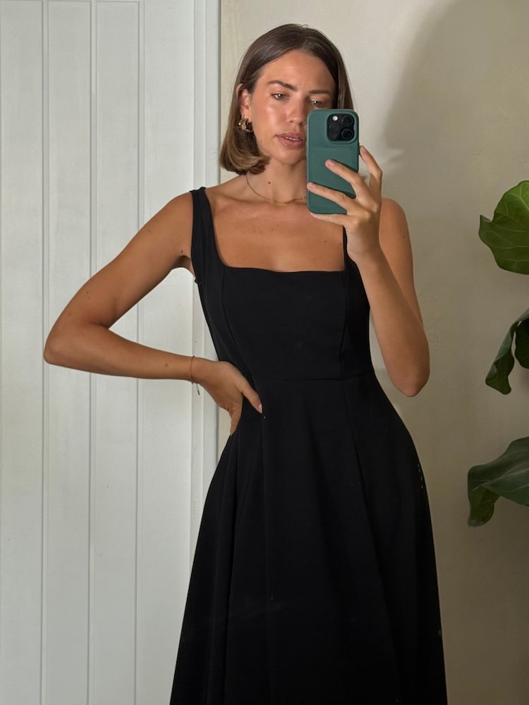 Buy Style Cheat Black Square Neck Fit and Flare Midi Dress from Next USA Buy Style Cheat Black Square Neck Fit and Flare Midi Dress from Next USA