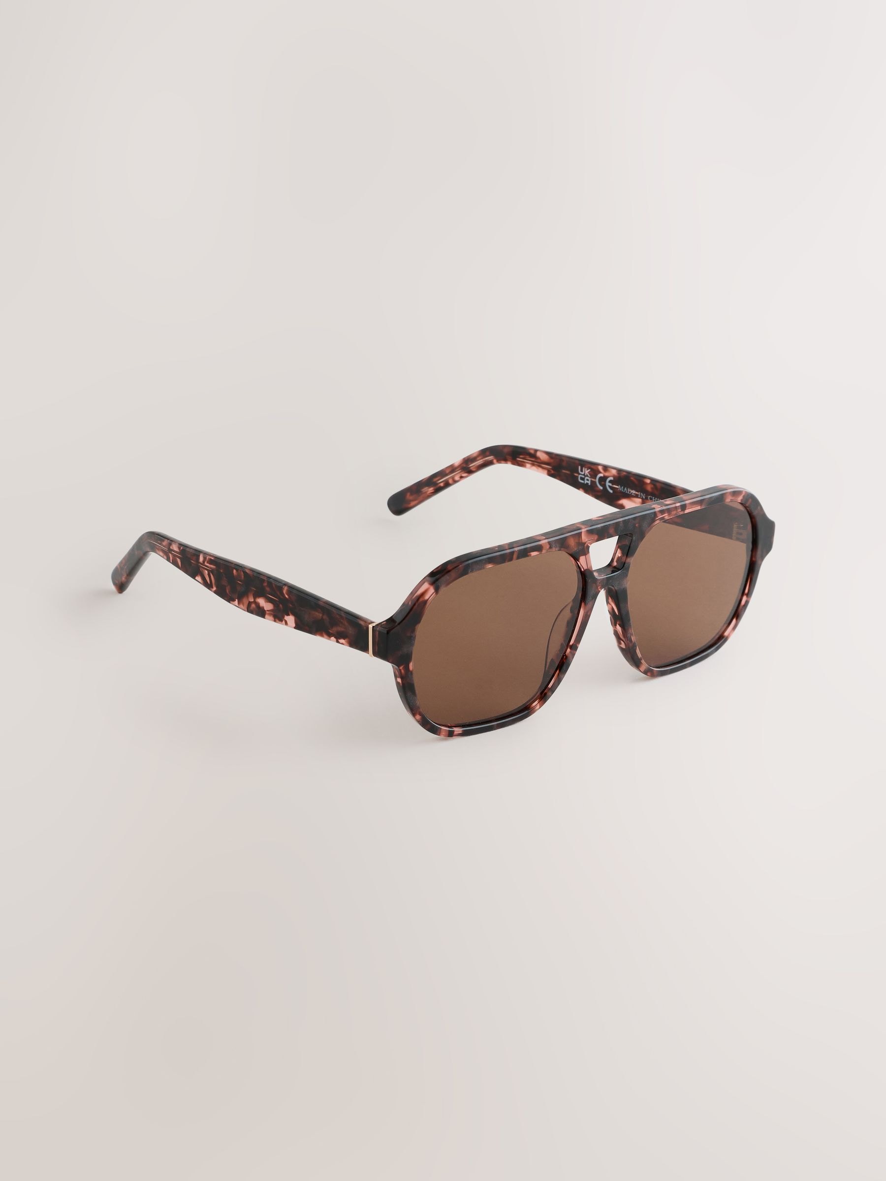 Buy Tortoiseshell Effect Brown Acetate Square Sunglasses from Next