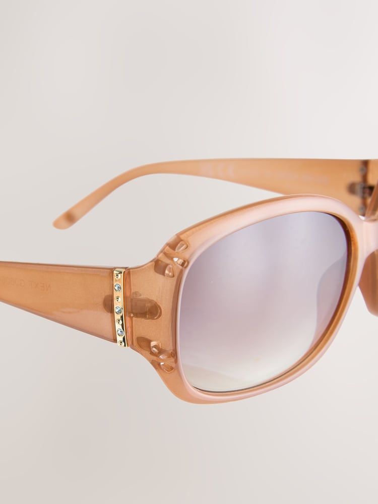 Brązowy - Cieniowane okulary przeciwsłoneczne z wycięciami - Obraz 6 z 6